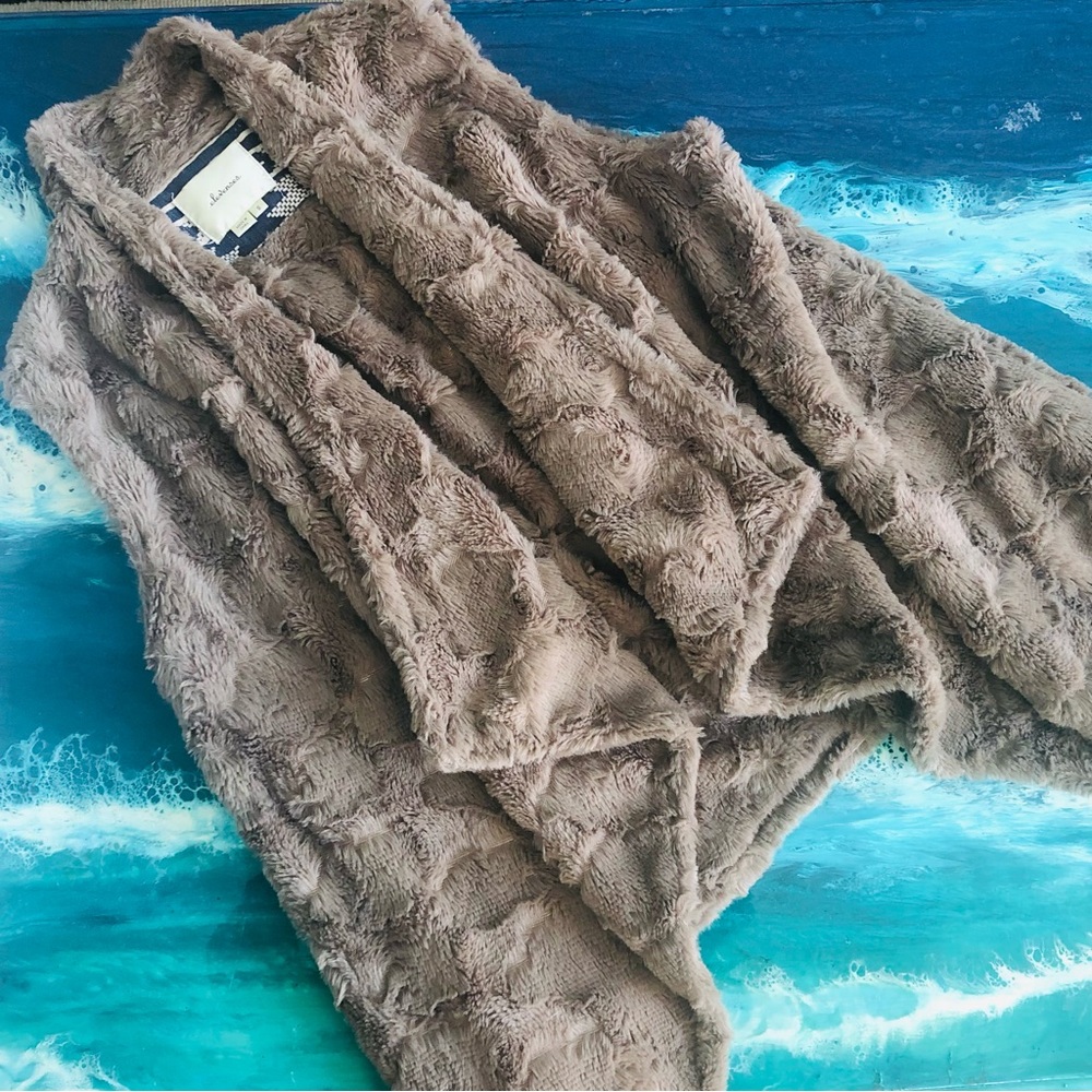 Anthropologie Elevenses Faux Fur Abstract Vest